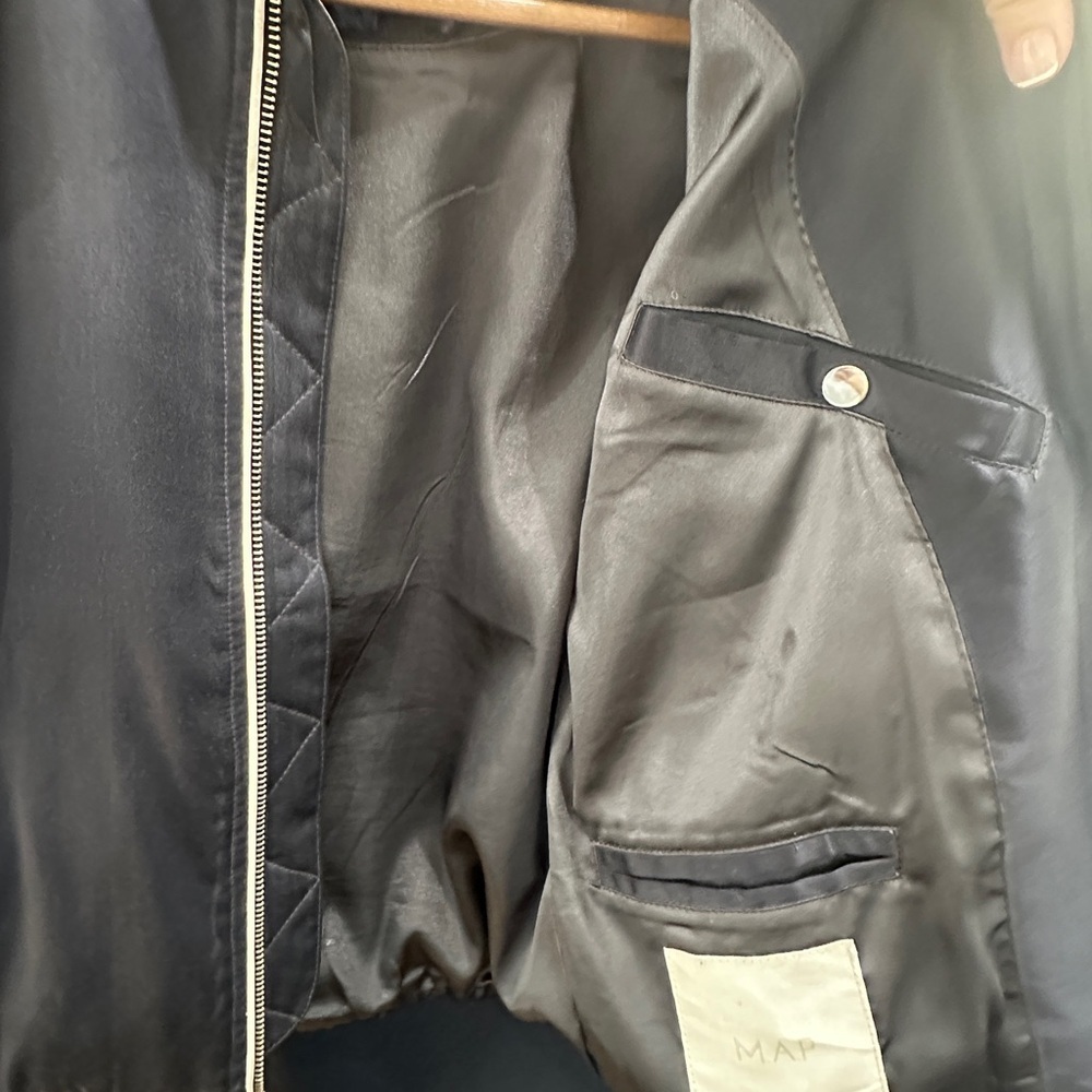 M.A.P. Navy Silk Bomber Jacket - Picture 7 of 11